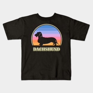 Wirehaired Dachshund Vintage Sunset Dog Kids T-Shirt